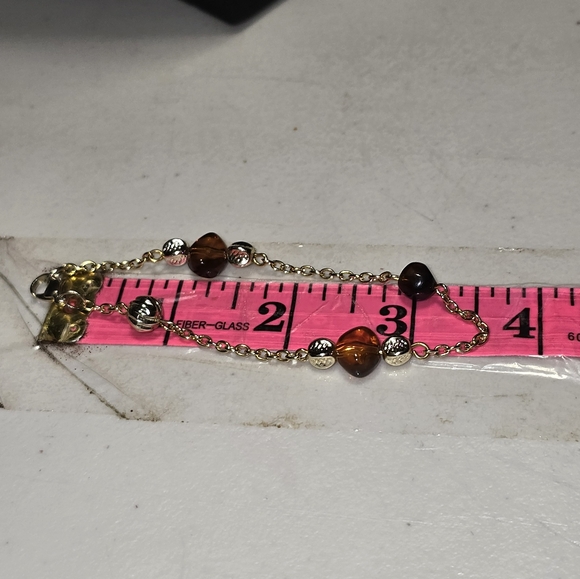 Vintage Handmade Gold Tone Beaded Chain Bracelet 18 - Picture 4 of 4